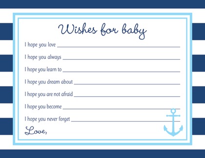 Navy Stripes Anchor Light Blue Baby Bingo