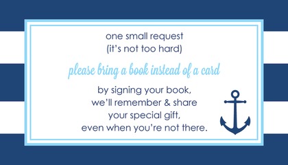 Navy Stripes Anchor Hot Pink Bring A Book Card