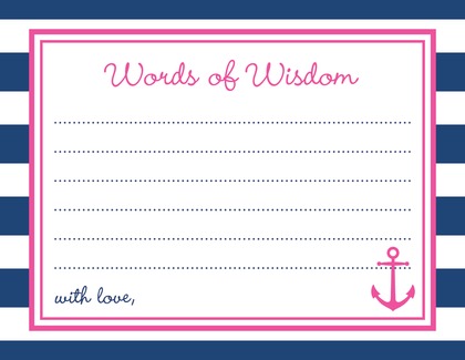 Navy Stripes Anchor Hot Pink Baby Wish Cards