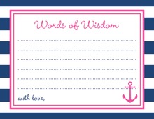 Navy Stripes Anchor Hot Pink Advice Cards
