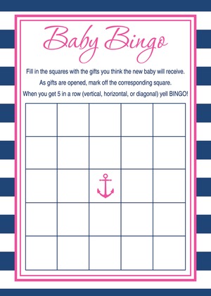 Navy Stripes Anchor Hot Pink Bring A Book Card