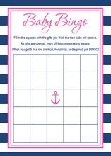 Pink Whale Splash Baby Shower Bingo Cards