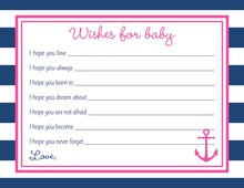 Navy Stripes Anchor Hot Pink Baby Wish Cards