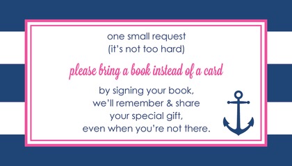 Navy Stripes Pink Anchor Baby Prediction Cards