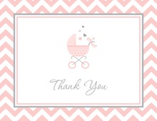 Pink Giraffes Grey Chevron Thank You Cards