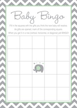 Mint Chevron Elephant Baby Shower Bingo Game