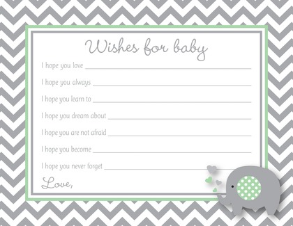 Chevron Navy Elephant Baby Wish Cards