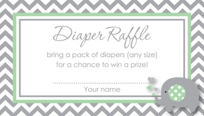 Chevron Yellow Elephant Baby Raffle Cards