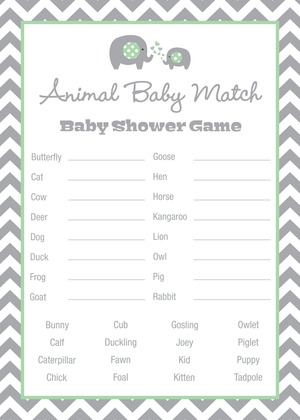 Mint Elephant Baby Shower Fill-in Invitations