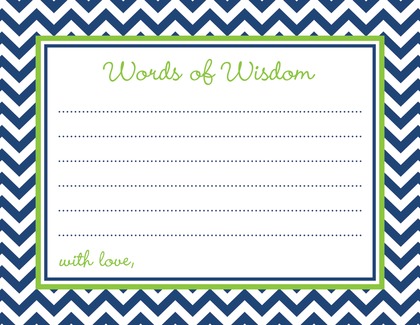Navy Chevron Green Border Baby Wish Cards
