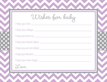 Purple Chevron and Dots Baby Advice Cards