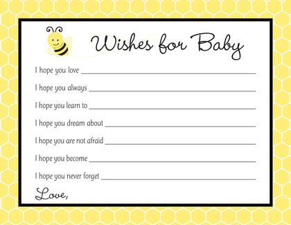 Adorable Bee Baby Shower Prediction Cards