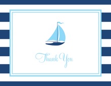 Navy Striped Red Sailboat Thank You Cards