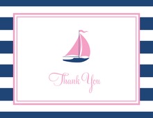 Navy Striped Teal Sailboat Thank You Cards