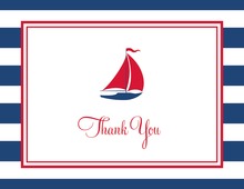 Red Navy Chevrons Nautical Pattern Sailboat Invitation
