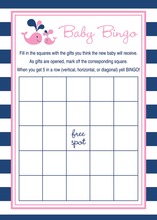 Navy Stripes Anchor Hot Pink Baby Bingo Game