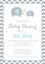 Elephant Blue Damask Invitation