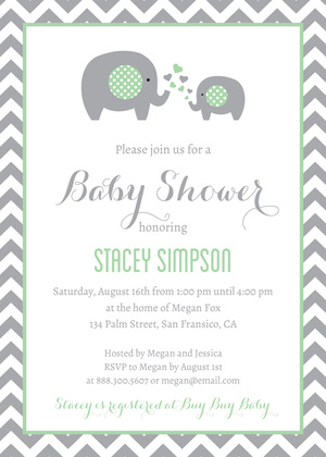 Mint Elephant Baby Shower Fill-in Invitations