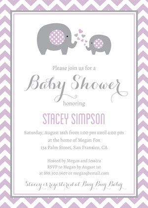 Lavender Chevron Elephant Baby Wish Cards