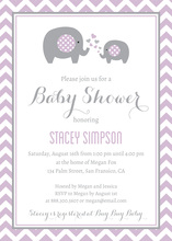 Purple Elephant Baby Shower Fill-in Invitations