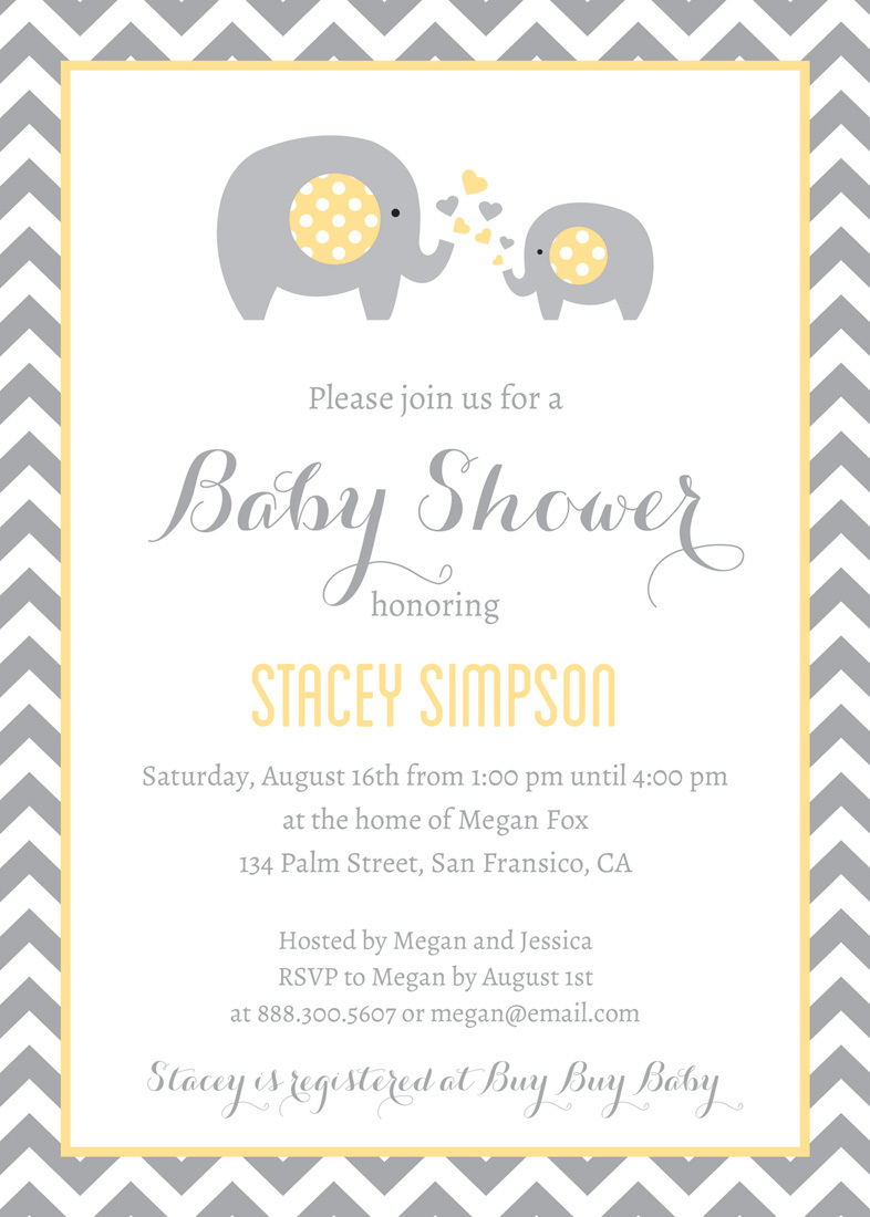 Yellow Chevron Elephant Printable Baby Shower Mommy Advice Cards 