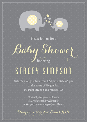Lavender Elephants Baby Shower Polka Dots Invitation