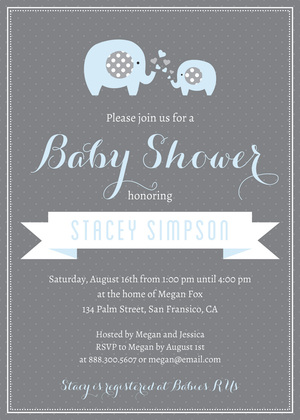 Pink Elephants Baby Shower Polka Dots Invitation