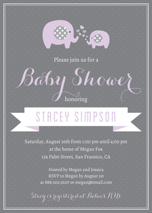 Pink Elephants Baby Shower Polka Dots Invitation