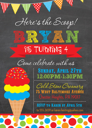 Ice Cream Birthday Party Invitations