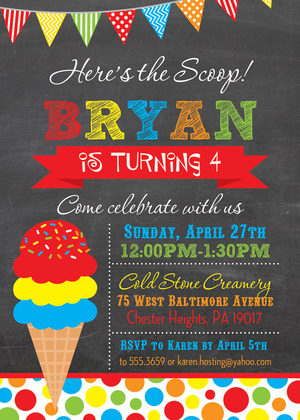 Here's the Scoop Ice Cream Cone Invitations