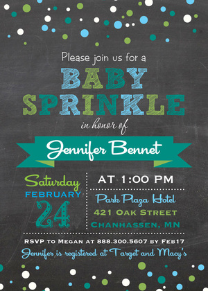 Baby Sprinkle Girl Chalkboard Invitations