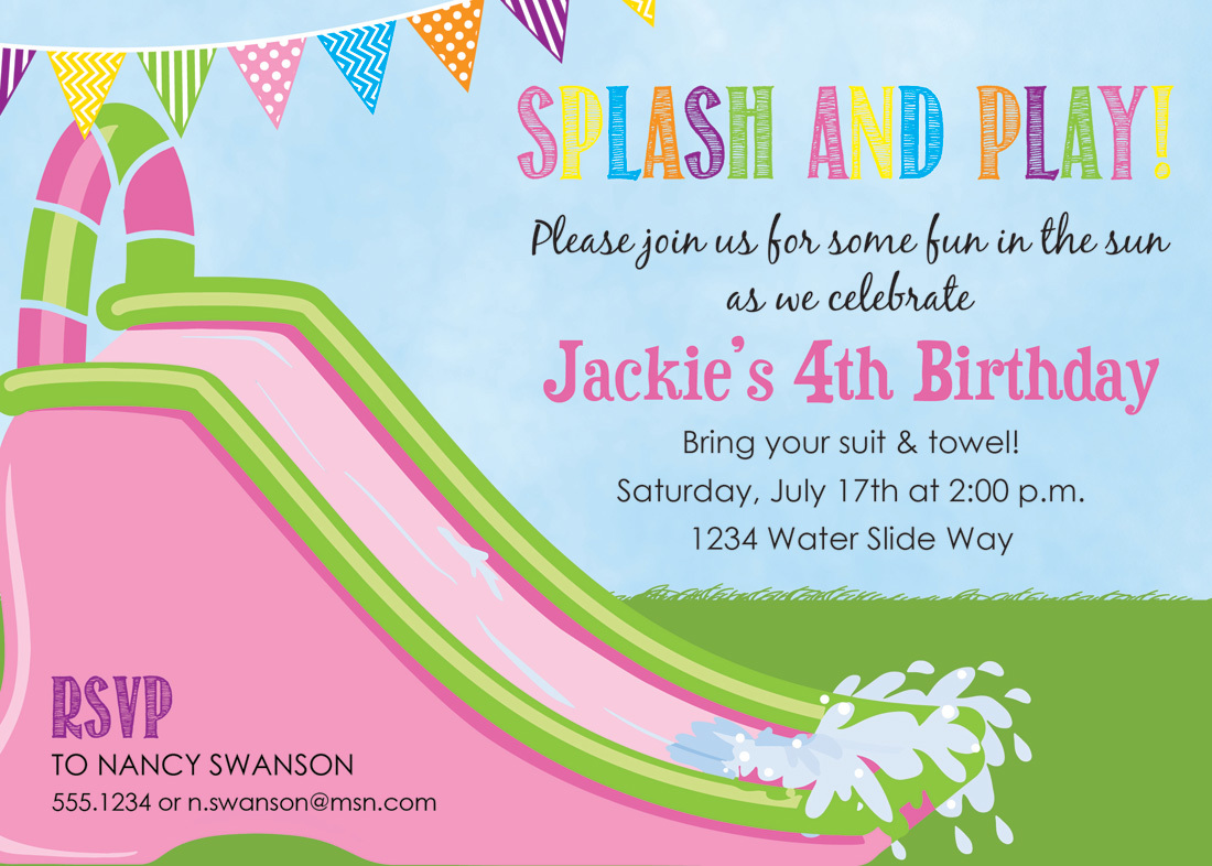 Snorkel Boy Pool Birthday Party Invitations