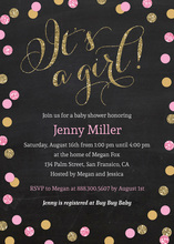 Pink Gold Glitter Confetti Chalkboard Invitations