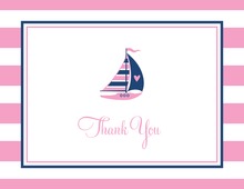 Navy Striped Teal Sailboat Thank You Cards