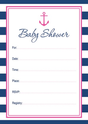 Navy Stripes Anchor Hot Pink Raffle Cards