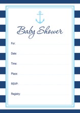 Pink Chevrons Navy Nautical Pattern Sailboat Invitations