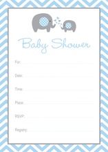 Elephant Holding Umbrella Baby Shower Invites