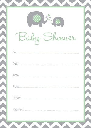 Purple Elephant Baby Shower Fill-in Invitations