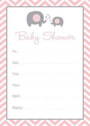 Yellow Elephant Baby Shower Fill-in Invitations