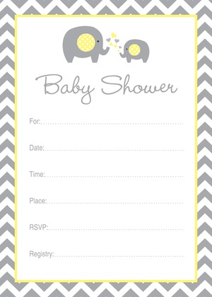 Chevron Yellow Elephant Baby Raffle Cards