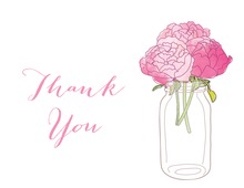 Baby Breath Flowers Mason Jar Wood Thank You Note Card