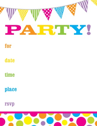 Bright Rainbow Dots Chalkboard Birthday Invitations