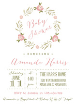Rose Wreath Modern Baby Shower Invitations