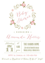 Rose Wreath Modern Baby Shower Invitations