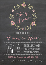 Rose Wreath Chalkboard Baby Shower Invitations