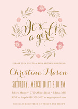 Rose Wreath Soft Pink Baby Shower Invitations