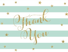 Sea Grass Stripes Gold Glitter Thank You Cards