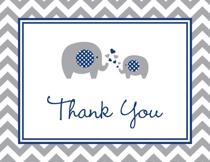 Navy Elephants Baby Shower Chevrons Invitation