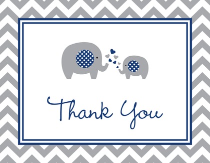 Chevron Navy Elephant Baby Wish Cards