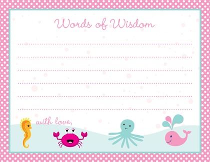 Pink Polka Dots Sea Creatures Baby Wish Cards